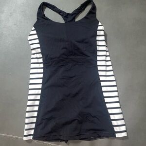 Athleta Black Tank with White Striped Sides